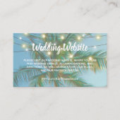 Hochzeitwebsite Tropical Beach String Lights Ombre Visitenkarte (Vorderseite)