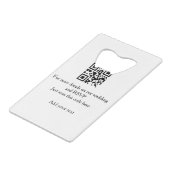 Hochzeitwebsite uAwg q r Code hinzufügen Namenstex Geldbeutel Flaschenöffner (Vorderseite Schrägansicht)