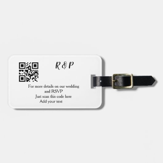 Hochzeitwebsite uAwg q r Code hinzufügen Namenstex Gepäckanhänger (Vorderseite horizontal)