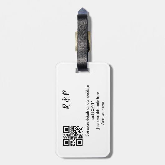 Hochzeitwebsite uAwg q r Code hinzufügen Namenstex Gepäckanhänger (Rückseite vertikal)