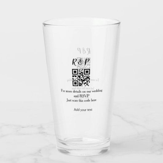Hochzeitwebsite uAwg q r Code hinzufügen Namenstex Glas (Rückseite)