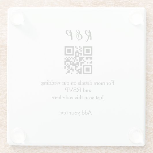 Hochzeitwebsite uAwg q r Code hinzufügen Namenstex Glasuntersetzer (Rückseite)
