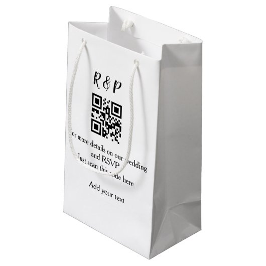 Hochzeitwebsite uAwg q r Code hinzufügen Namenstex Kleine Geschenktüte (Rückseite Schrägansicht)