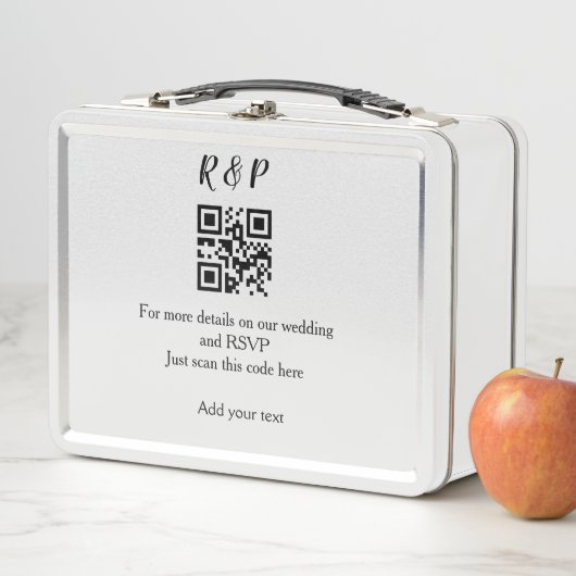 Hochzeitwebsite uAwg q r Code hinzufügen Namenstex Metall Brotdose (Beispiel)
