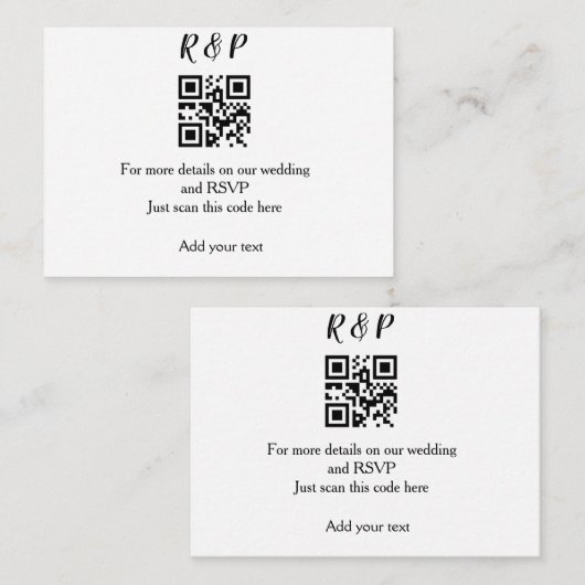 Hochzeitwebsite uAwg q r Code hinzufügen Namenstex Mitteilungskarte (Vorne/Hinten)