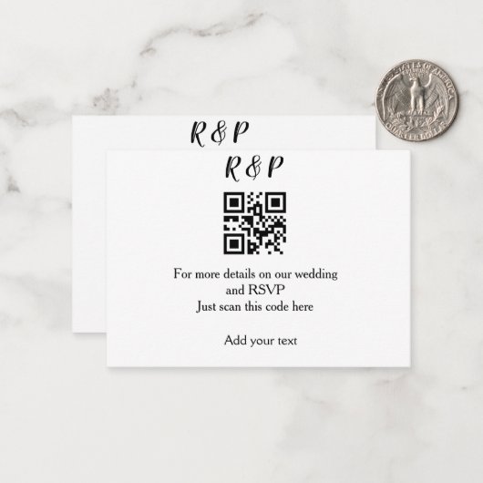 Hochzeitwebsite uAwg q r Code hinzufügen Namenstex Mitteilungskarte (Vorderseite/Rückseite Beispiel)