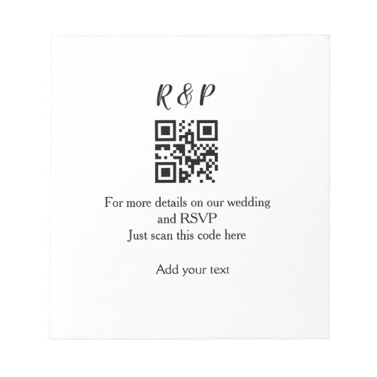 Hochzeitwebsite uAwg q r Code hinzufügen Namenstex Notizblock (Vorderseite)