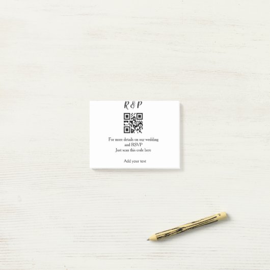 Hochzeitwebsite uAwg q r Code hinzufügen Namenstex Post-it Klebezettel (Auf Schreibtisch)