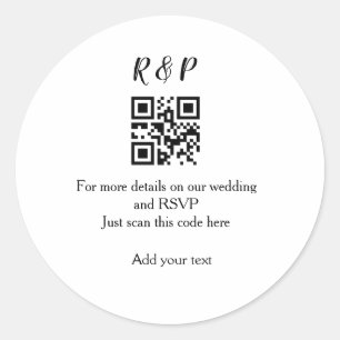 Hochzeitwebsite uAwg q r Code hinzufügen Namenstex Runder Aufkleber