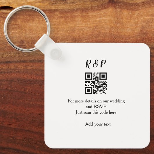 Hochzeitwebsite uAwg q r Code hinzufügen Namenstex Schlüsselanhänger (Vorderseite)
