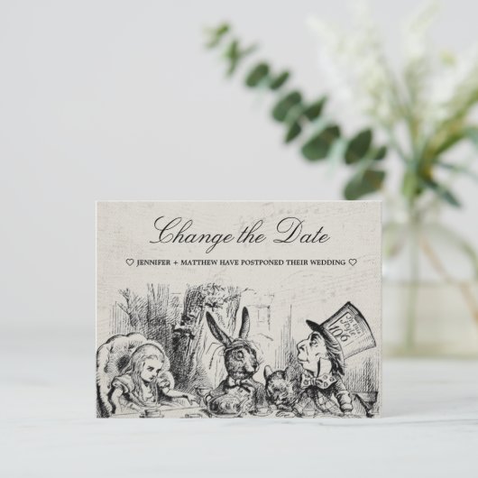 Hochzeitwechsel Alice im Wunderland Postkarte (Stehend Vorderseite)