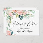 Hochzeitwechsel Plänen Rosa Rosa Blütenblättriger Ankündigungspostkarte (Vorne/Hinten)