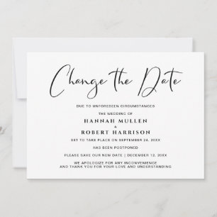 Hochzeitwechsel - Schwarz-weißer Aufschub Ankündigung