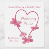 Hochzeitweilige Trauben Wein Etikett Rosa Herz und (Einzelnes Label)