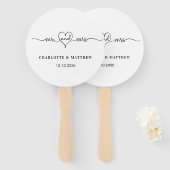 Hochzeitweiliges Herzensskript Fächer (Vorne und Hinten)