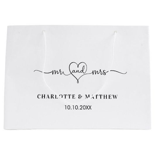 Hochzeitweiliges Herzensskript Große Geschenktüte (Vorderseite)