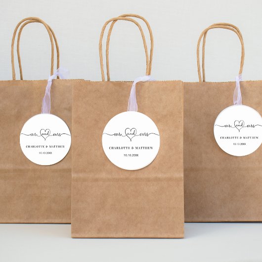 Hochzeitweiliges Herzensskript Runder Aufkleber