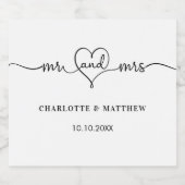 Hochzeitweiliges Herzensskript Schaumweinetikett (Einzelnes Label)