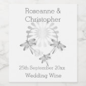 Hochzeitweiliges Weinetikett Silberdrachen Herz (Einzelnes Label)