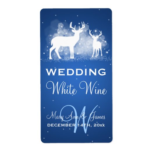 Hochzeitweiliges Weinetikett Winter Hirsch (Vorne)