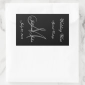 Hochzeitweinetikett mit Monogramm, Namen und Datum Rechteckiger Aufkleber (Tasche)