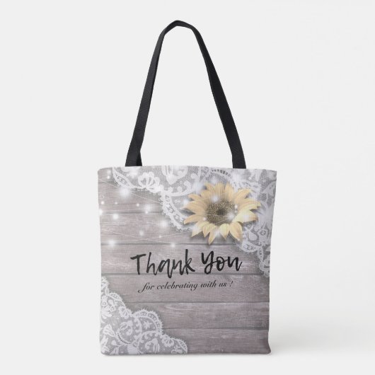 Hochzeitwillkommene Spitzen Sonnenblume Rustikale  Tasche (Rückseite)