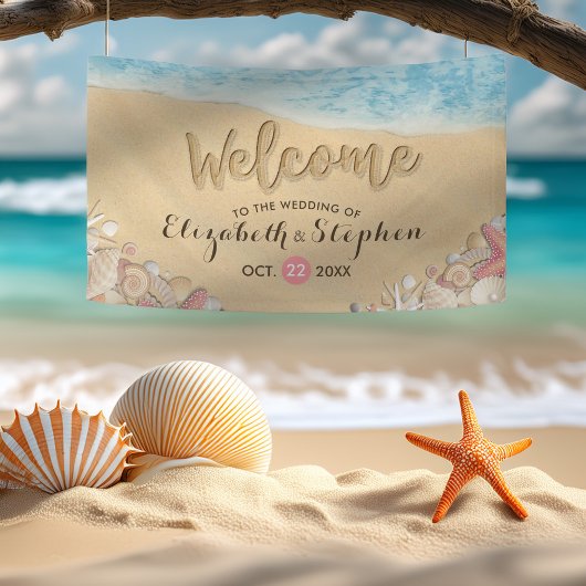 Hochzeitwillkommene Summer Beach Starfish Muscheln Banner