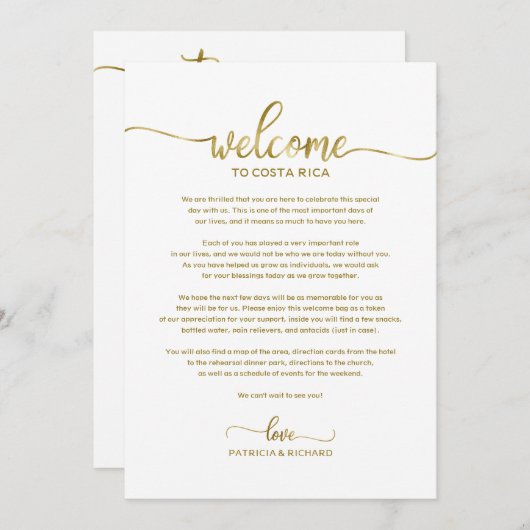 Hochzeitwochenende Begrüßung und Reiseroute Chic Einladung (Vorne/Hinten)