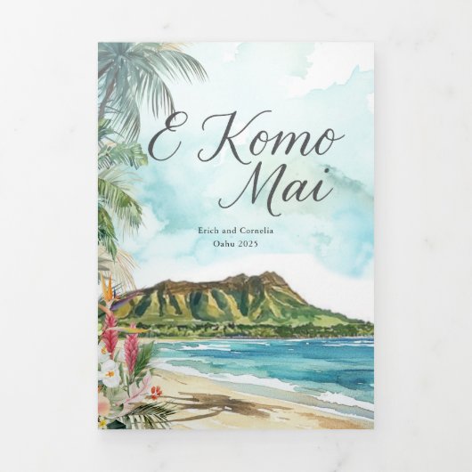 Hochzeitwochenende | Oahu, Hawaii Dreifach Gefaltete Einladung (Cover)