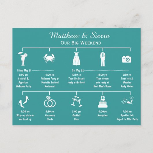 Hochzeitwochenende Postkarte (Vorderseite)