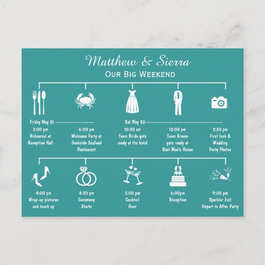 Hochzeitwochenende Postkarte (Vorderseite)