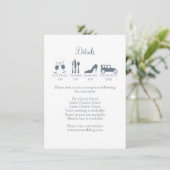 Hochzeitzeitzeitvortrag mit Hochzeitdetails Dusty  Begleitkarte (Stehend Vorderseite)