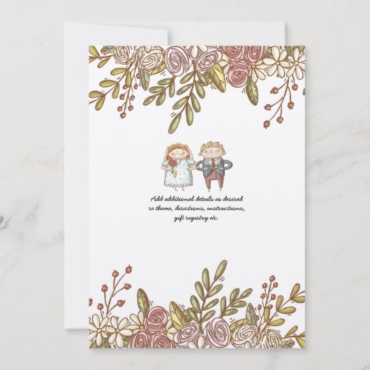 Hochzeitzeitzeitvortrag: Rustikale, handgezeichnet Einladung (Rückseite)