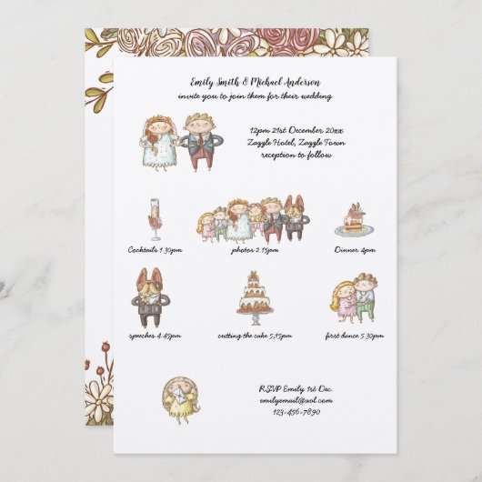 Hochzeitzeitzeitvortrag: Rustikale, handgezeichnet Einladung (Vorne/Hinten)