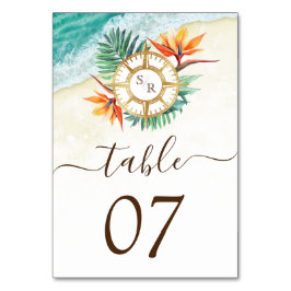 Hochzeitziel World Map Compass Monogram Tischnummer