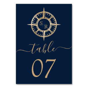 Hochzeitziel World Map Compass Monogram Tischnummer