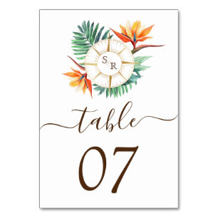 Hochzeitziel World Map Compass Monogram Tischnummer