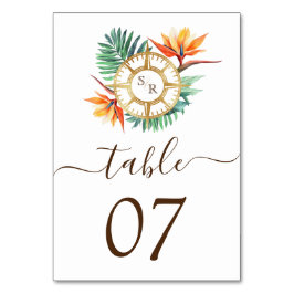 Hochzeitziel World Map Compass Monogram Tischnummer