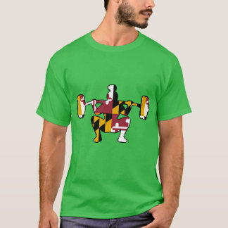 Hockende Frau Maryland-Flagge T-Shirt