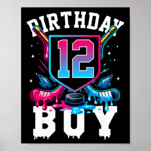Hockey 12. Geburtstag Junge Eiscreme Drip 12 Jahre Poster