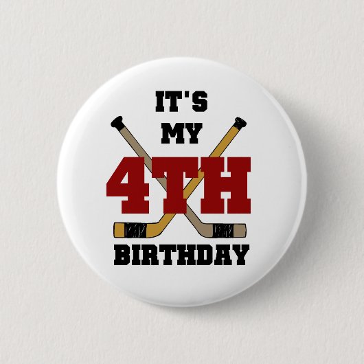 Hockey 4. Geburtstag Tshirts und Geschenke Button (Vorderseite)
