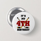 Hockey 4. Geburtstag Tshirts und Geschenke Button (Vorne & Hinten)