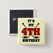 Hockey 4. Geburtstag Tshirts und Geschenke Button (Vorne & Hinten)