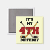 Hockey 4. Geburtstag Tshirts und Geschenke Magnet (Vorderseite/Rückseite)
