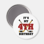 Hockey 4. Geburtstag Tshirts und Geschenke Magnet (Vorderseite/Rückseite)