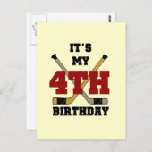 Hockey 4. Geburtstag Tshirts und Geschenke Postkarte (Vorne/Hinten)