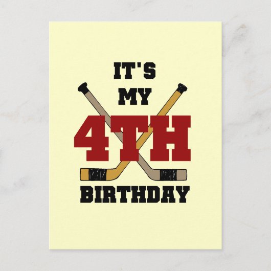 Hockey 4. Geburtstag Tshirts und Geschenke Postkarte (Vorderseite)