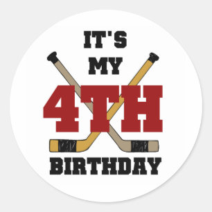 Hockey 4. Geburtstag Tshirts und Geschenke Runder Aufkleber