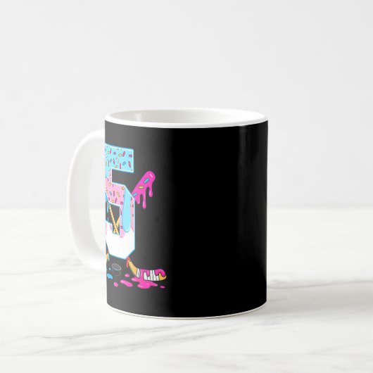 Hockey 5 Years Old Ice Cream Drip 5th Birthday Kid Kaffeetasse (Vorderseite Links)