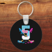 Hockey 5 Years Old Ice Cream Drip 5th Birthday Kid Schlüsselanhänger (Vorderseite)